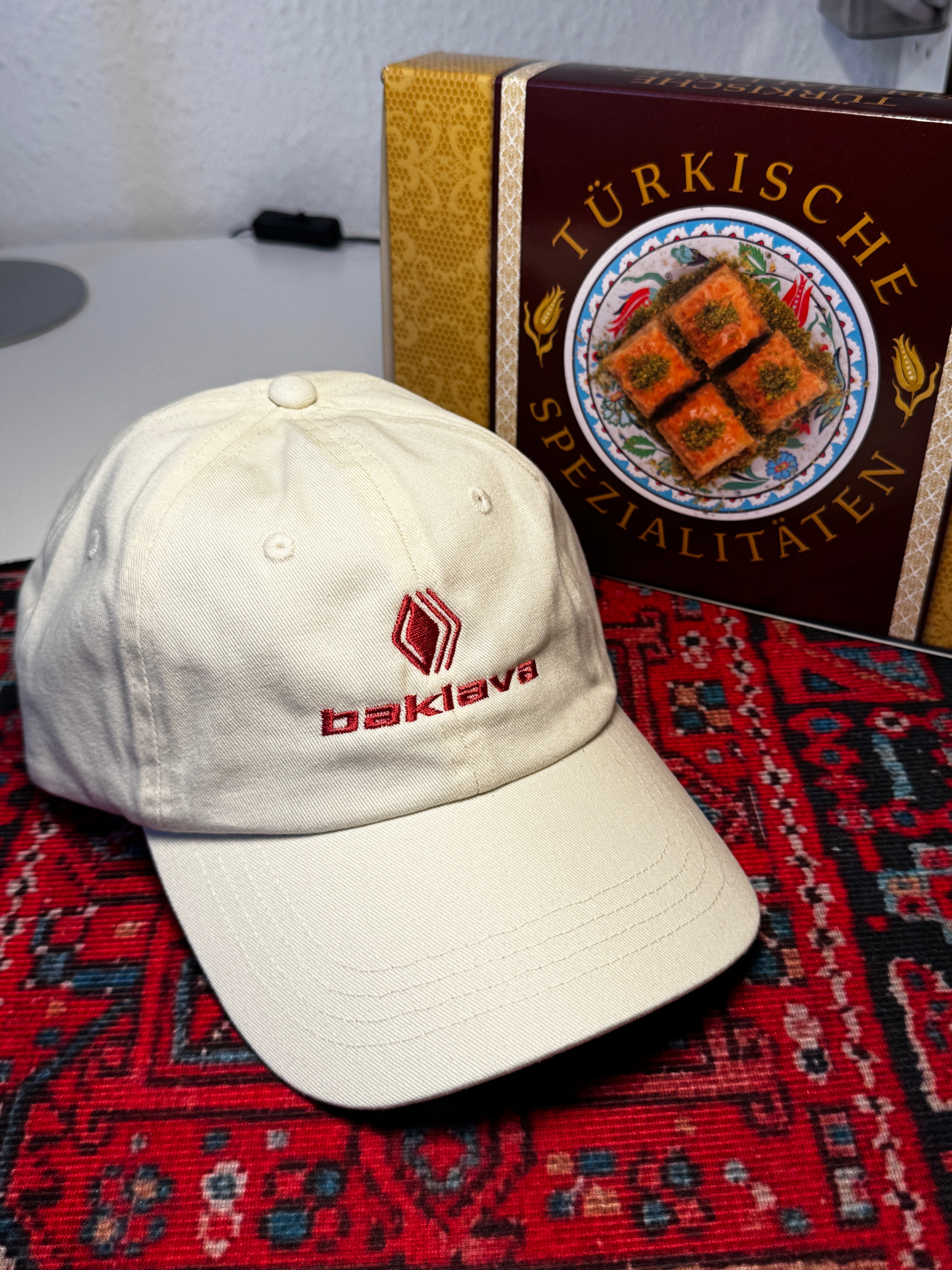 Tereyağı Beige "BAKLAVA" Logo Low Profile Cotton Dad Cap