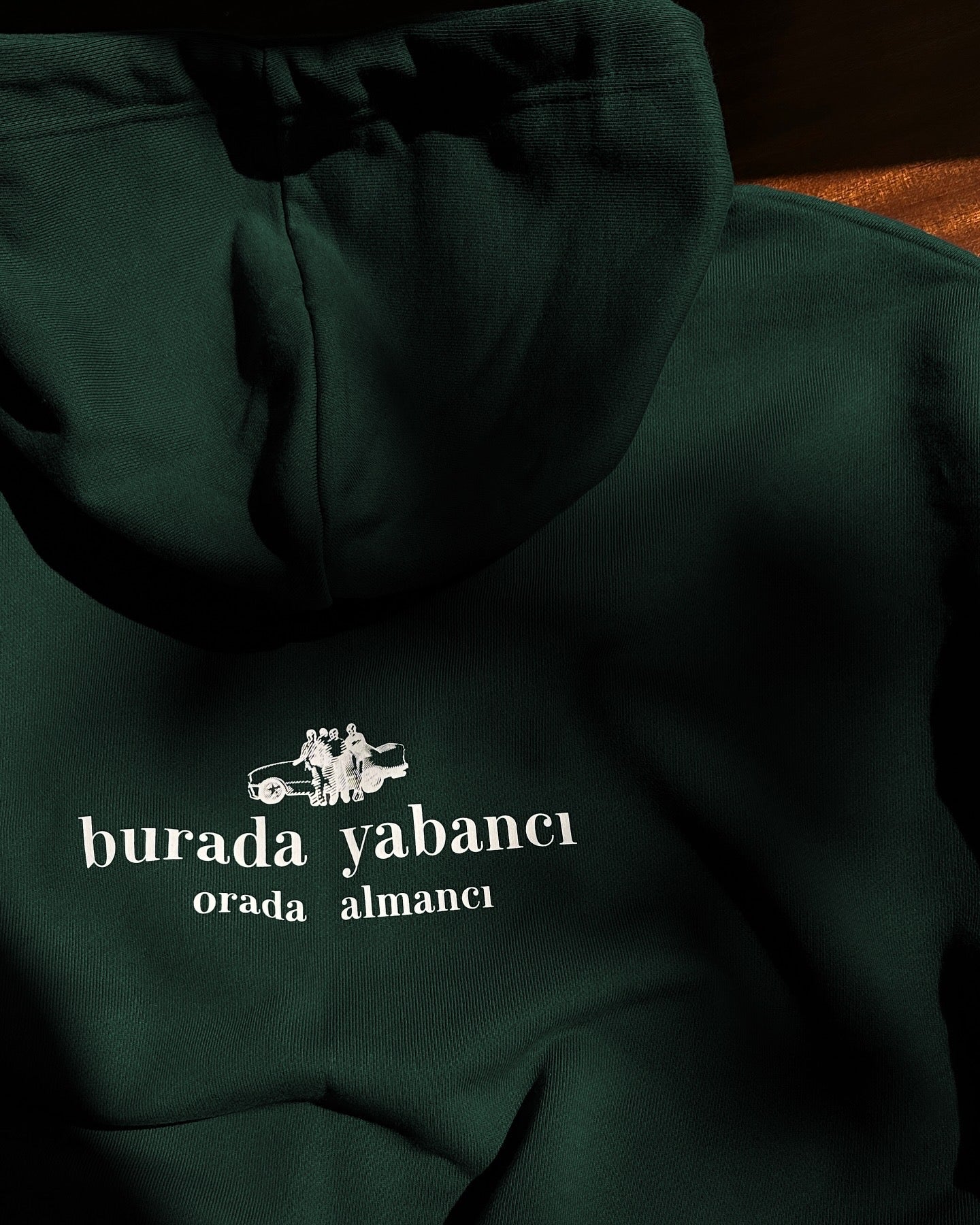 Memleket Grünes Ultra Heavy Boxy Zip Hoodie - „yabancı ve almancı”