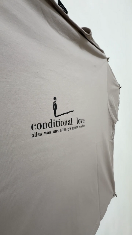 Duman Graues Bio-Baumwolle Boxy T-Shirt „conditional love”