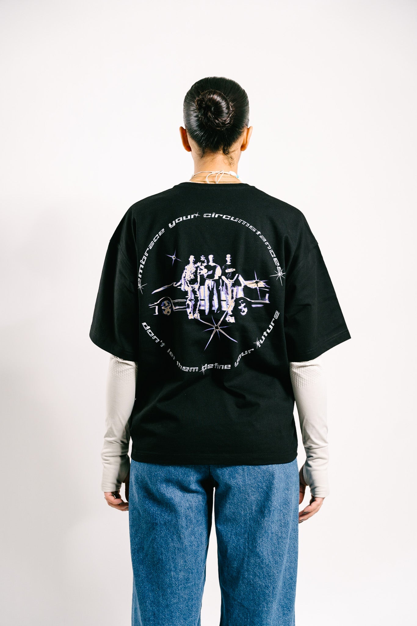 Black Cropped Boxy Heavyweight T-Shirt - "YOUR FUTURE"